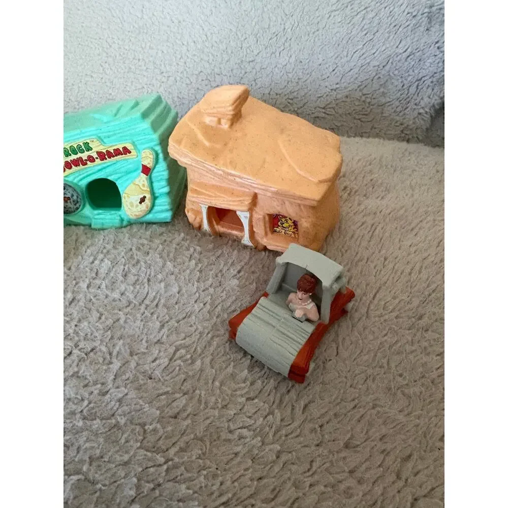 Vintage 1993 McDonalds Flinstones The Movie Fred Wilma Car House Set of 2